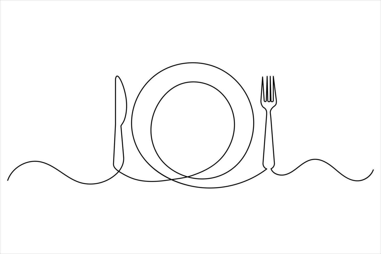 Fork and knife icon sleek line art in modern outline illustration vector