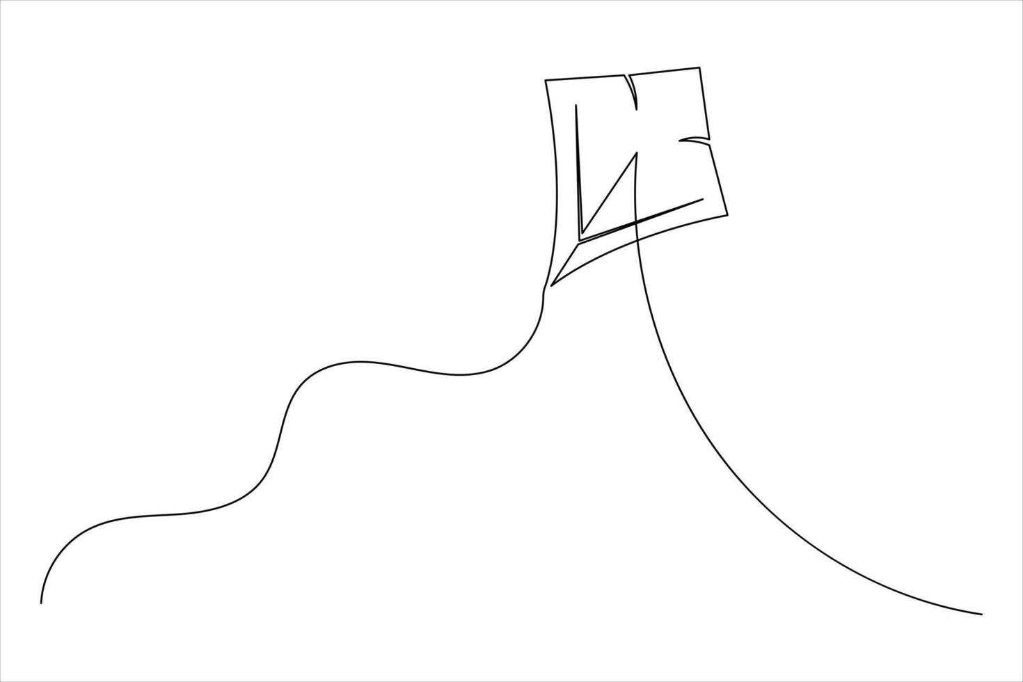 Minimal Kite Outline One Line Art Illustration vector
