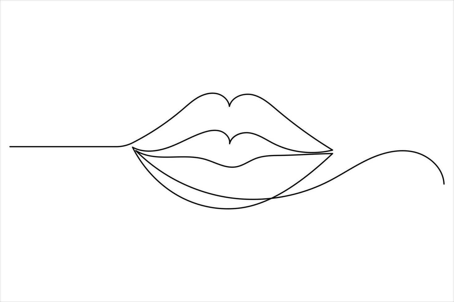 One Stroke Lips Icon Continuous Line Art vector