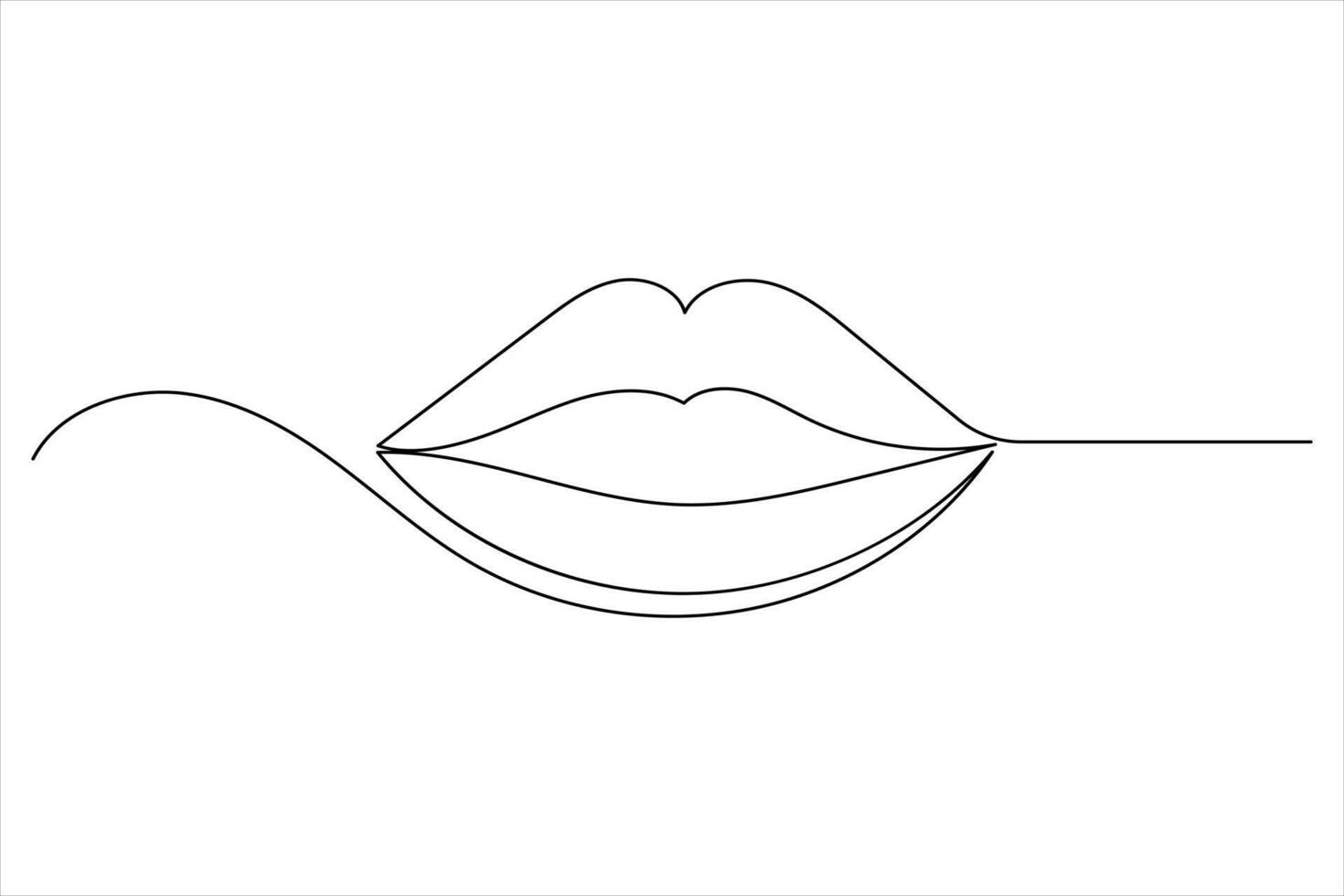 Continuous Line Minimal Lips Icon Illustration vector