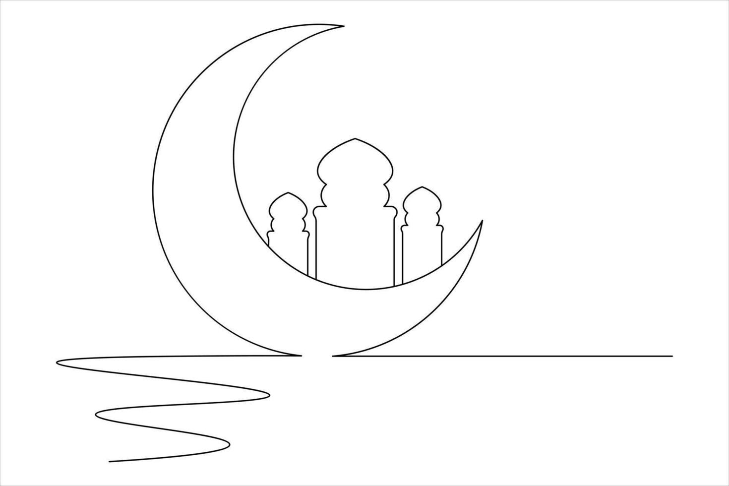 Abstract Islamic Icon in One Line Drawing vector