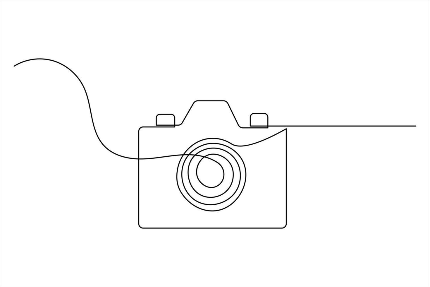 Minimalist camera icon in one line drawing style vector