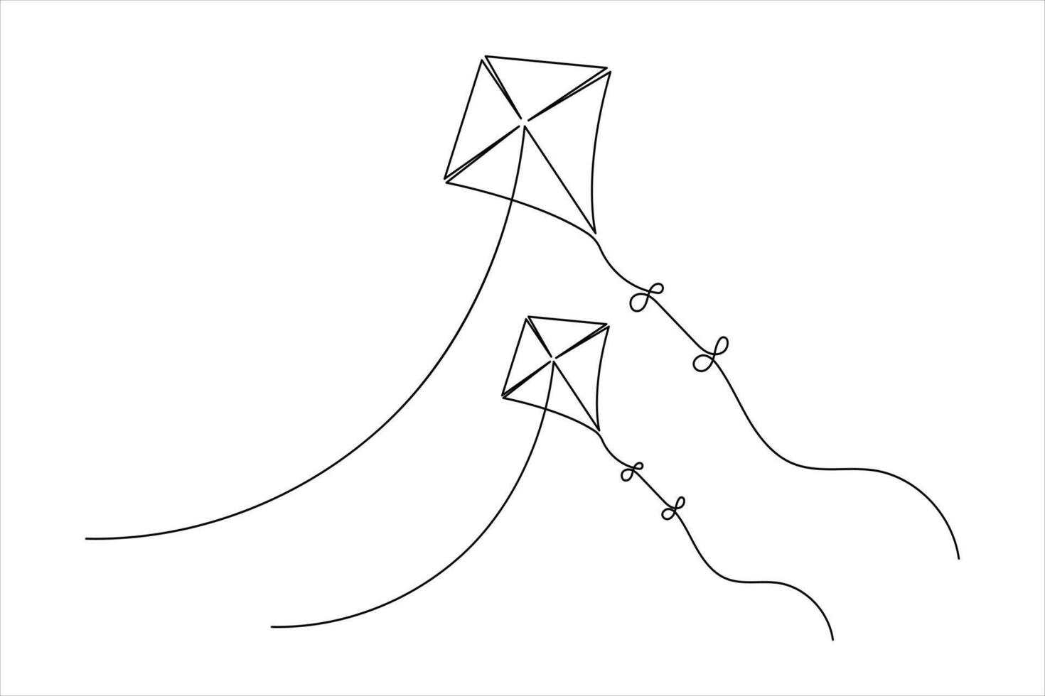 Clean Line Kite Illustration Minimalist vector