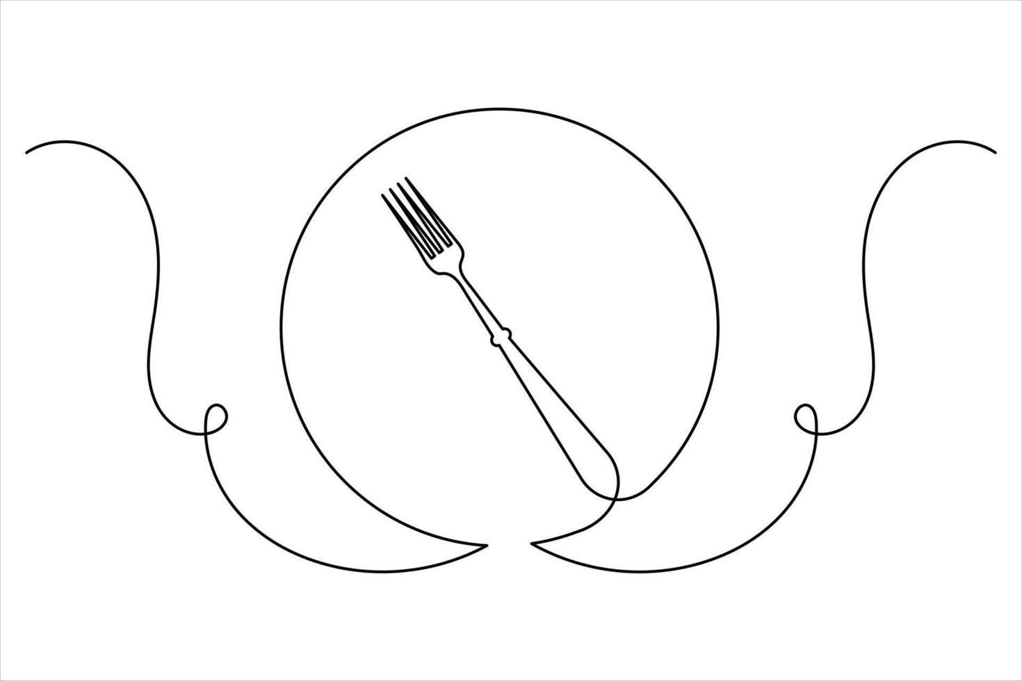 Fork and knife icon abstract single line minimalist artwork vector