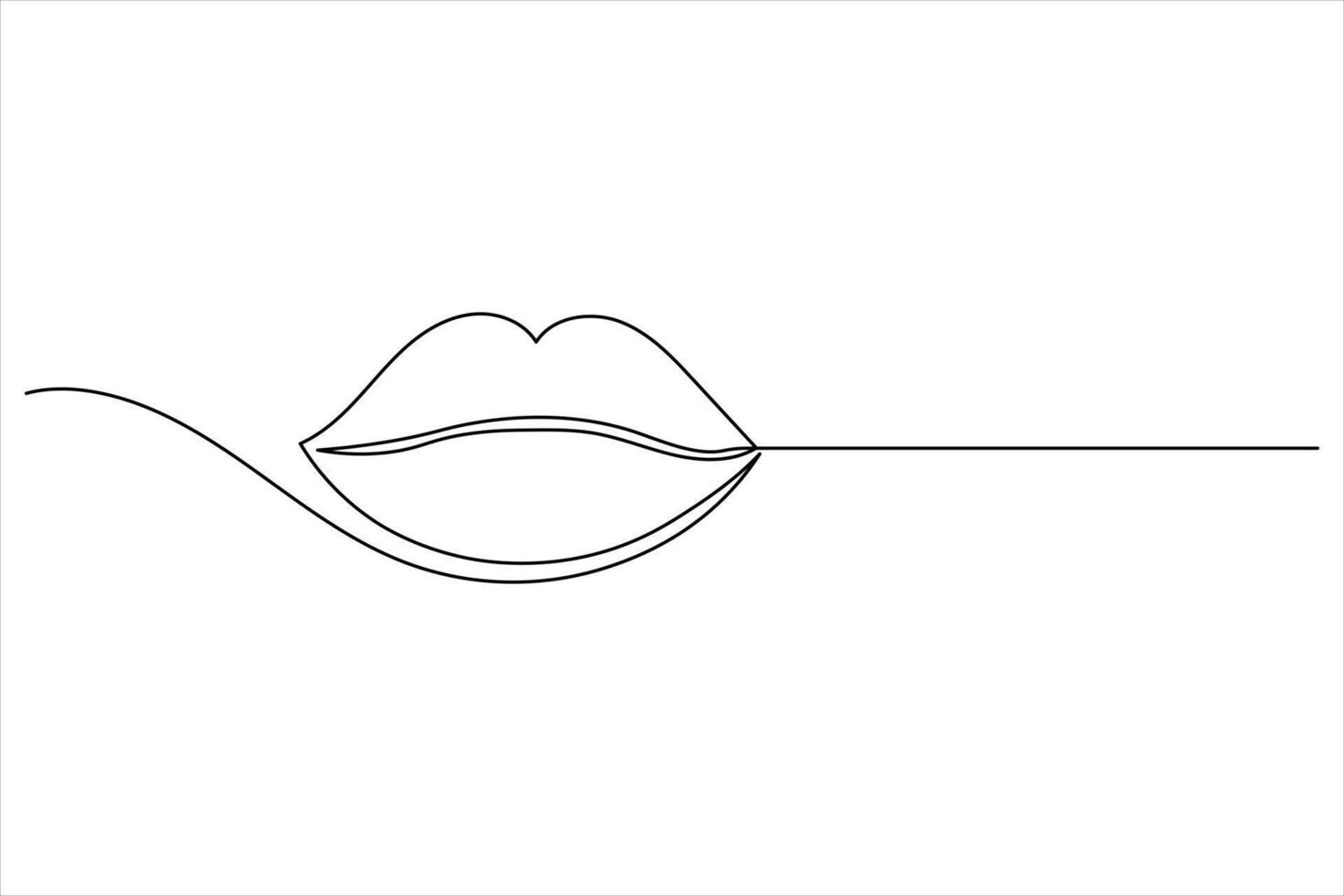 Minimal Lip Outline One Continuous Line Drawing vector