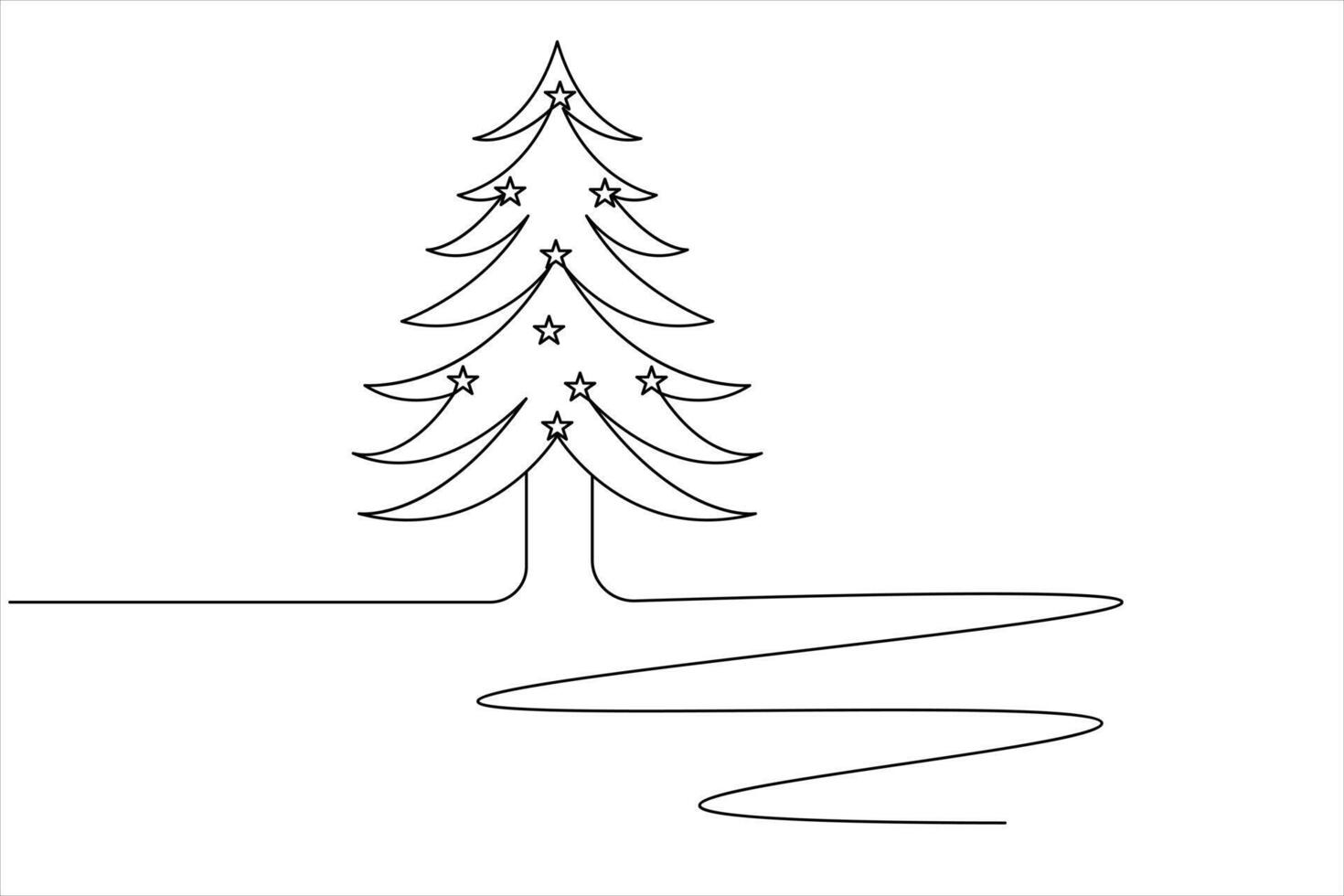 Continuous Line Christmas Tree Icon Illustration vector