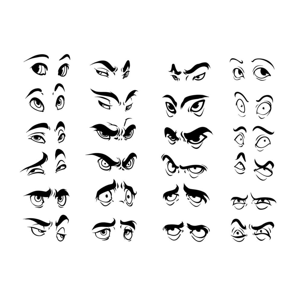 eyes drawing set of black and white elements vector