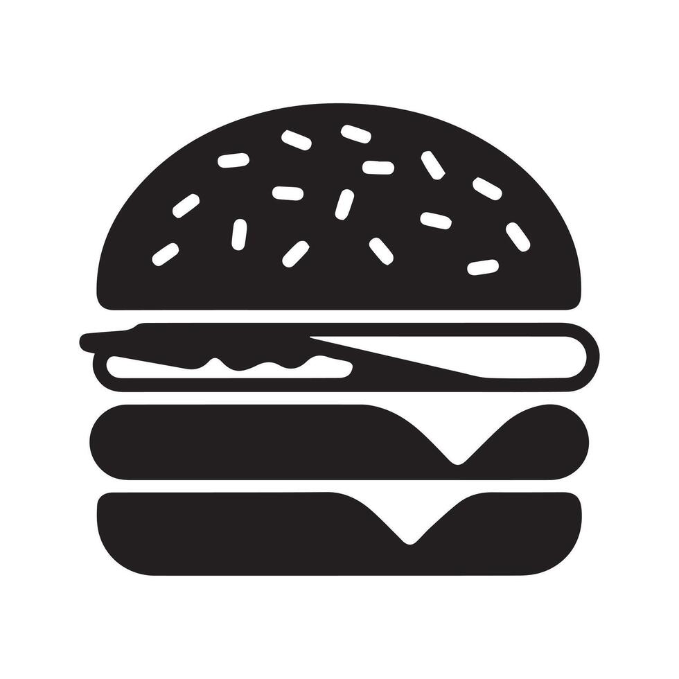 Art Black Burger Icon on White Background vector