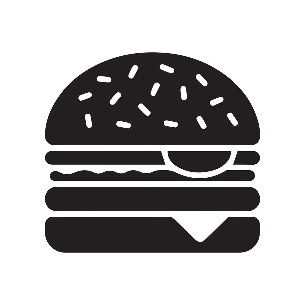 Clean Black Burger Icon on White Surface vector