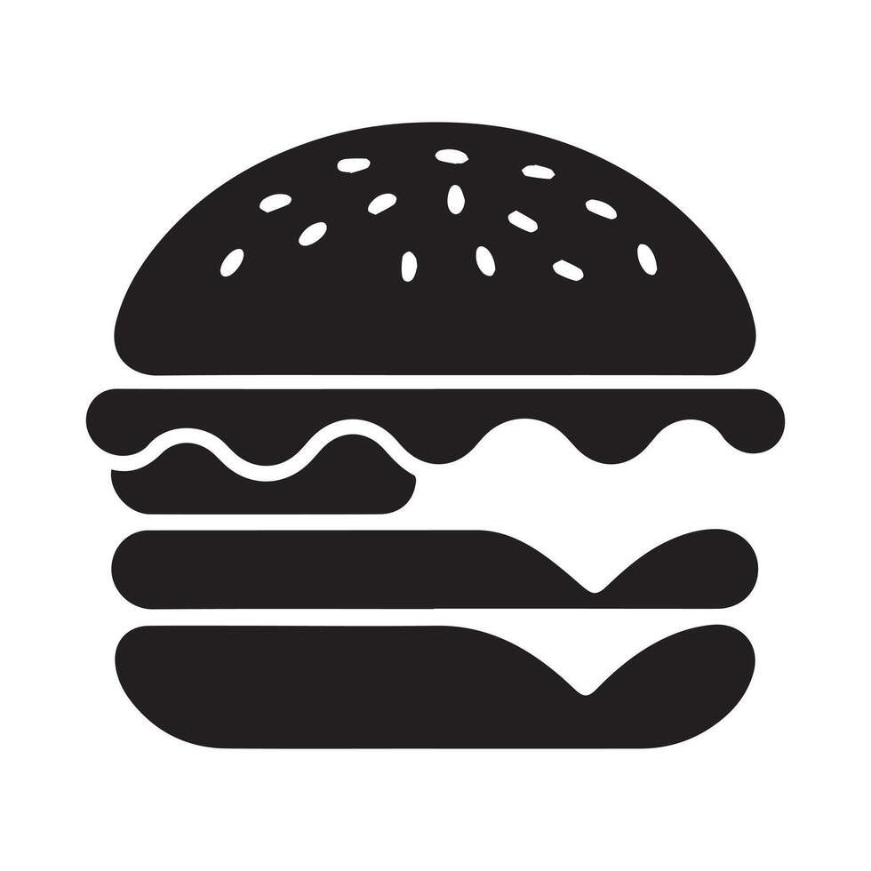 Black Burger Silhouette Icon for Minimal Design vector