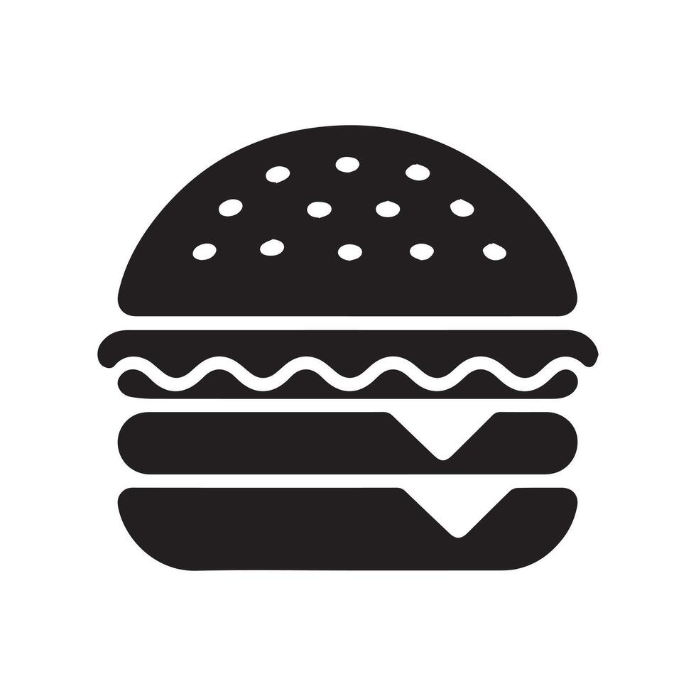 Modern Black Burger Icon on White Background vector