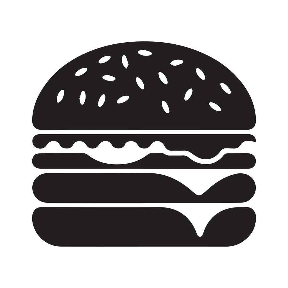 Silhouette Burger Icon Black and White Design vector