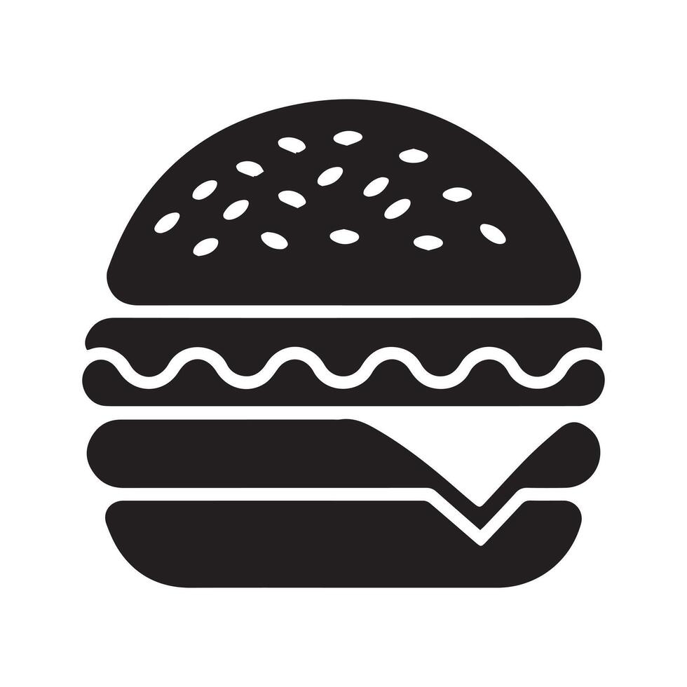 Basic Black Burger Icon on White Canvas vector