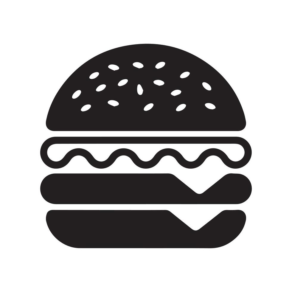 Burger Icon Design in Black and White vector