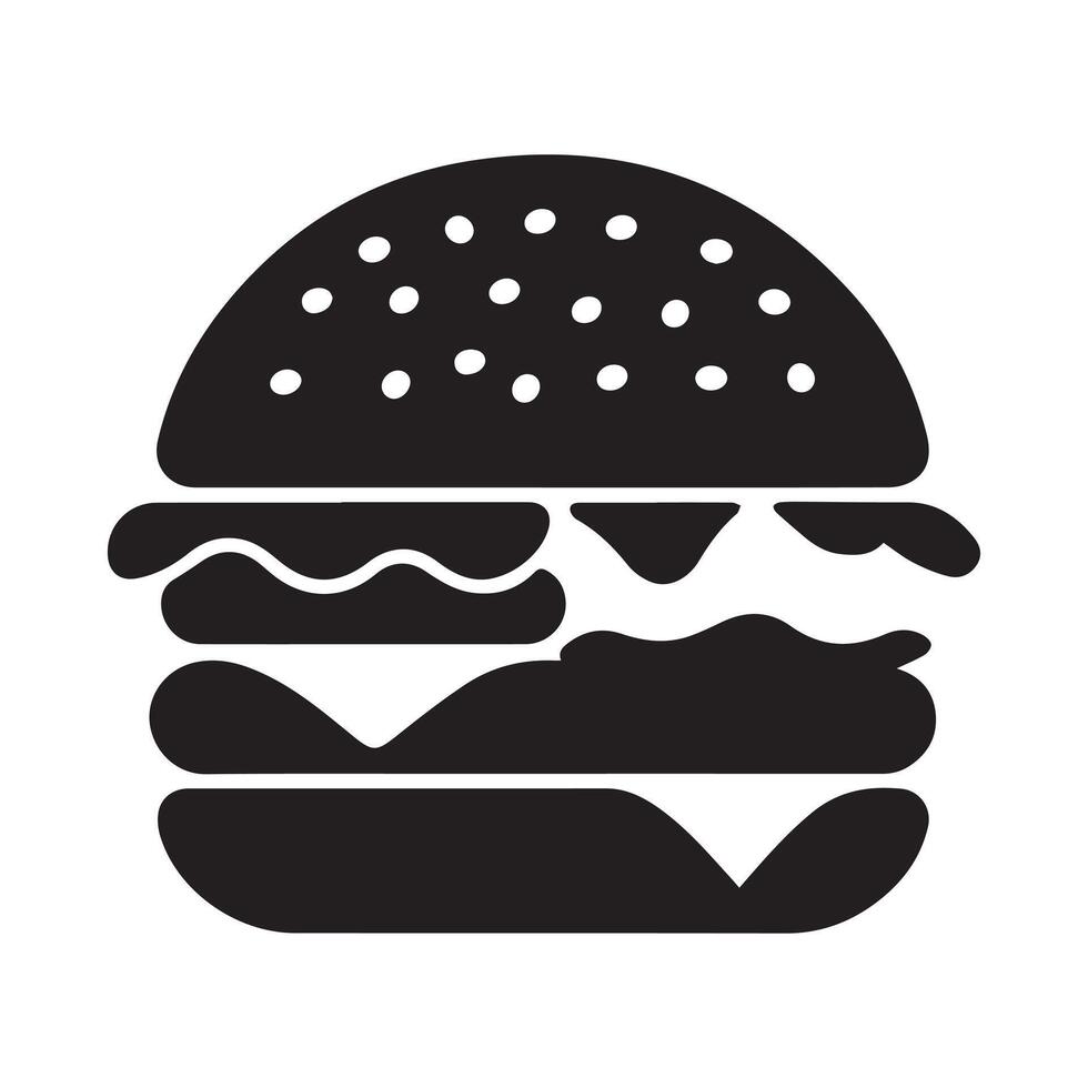 Burger Icon in Black on White Design vector