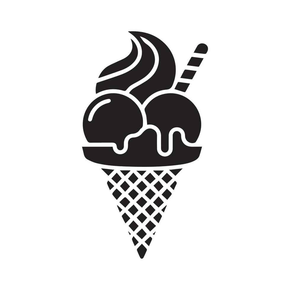Black Gelato Ice Cream Cone vector