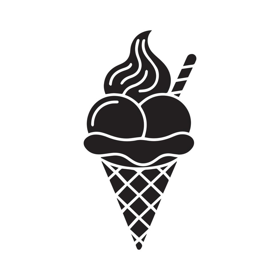Black Gelato Ice Cream Cone Isolated Graphic vector