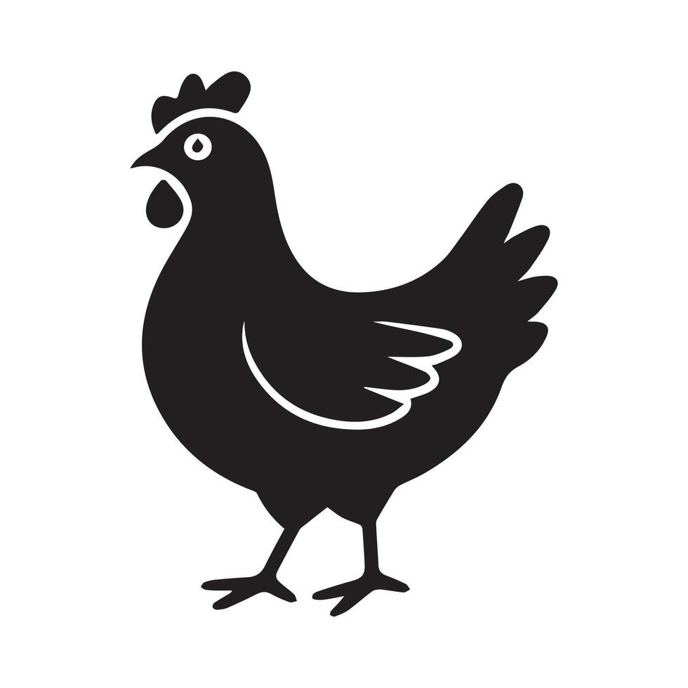 Icon of Fried Chicken Black and White vector