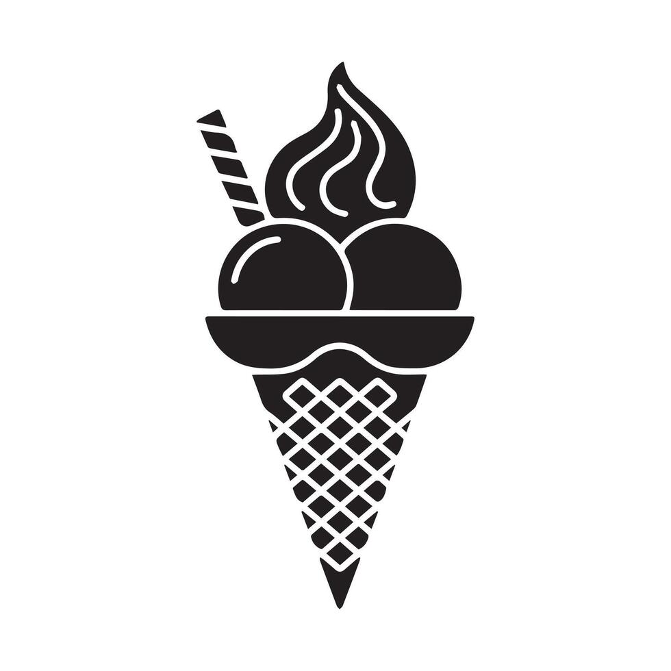 Black Gelato Ice Cream Minimal Icon Art vector