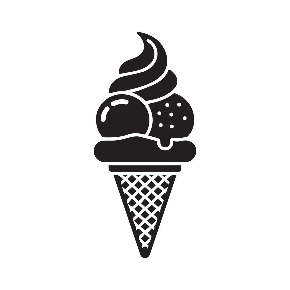 Gelato Icon in Black on White Design vector