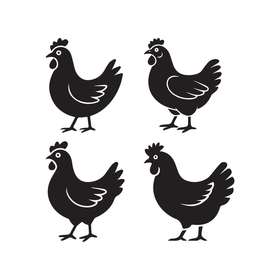Black Chicken Graphic for Modern Design BUNDLE vector