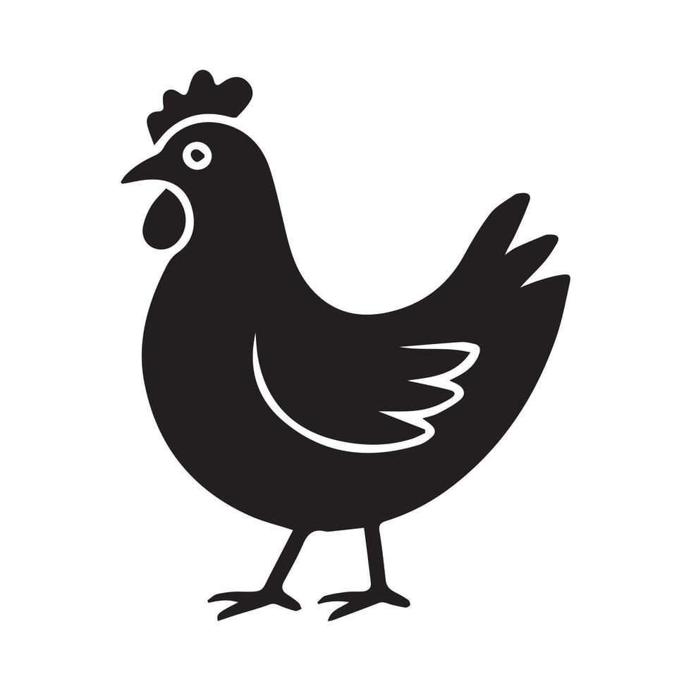 Black Icon Fried Chicken Clean White Background vector