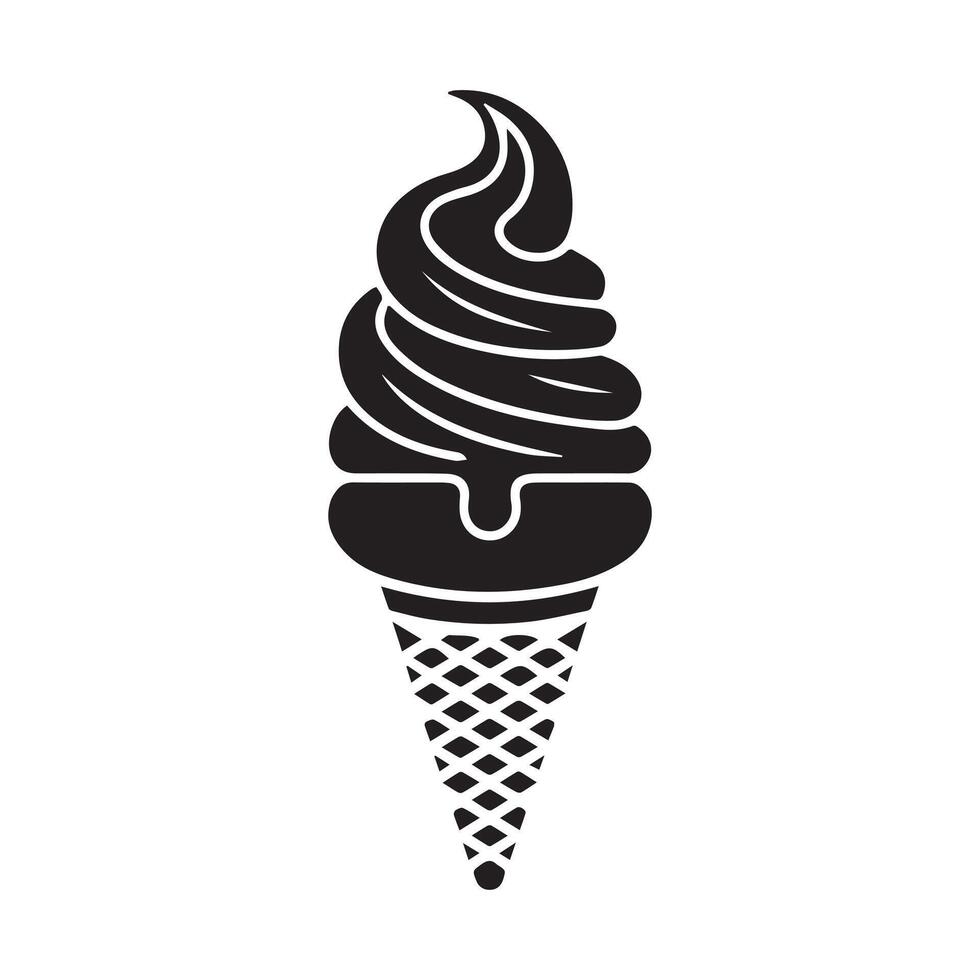 Modern Gelato Icon in Black and White vector