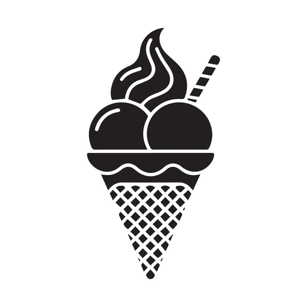 Simple Black Gelato Icon Isolated on White Background vector