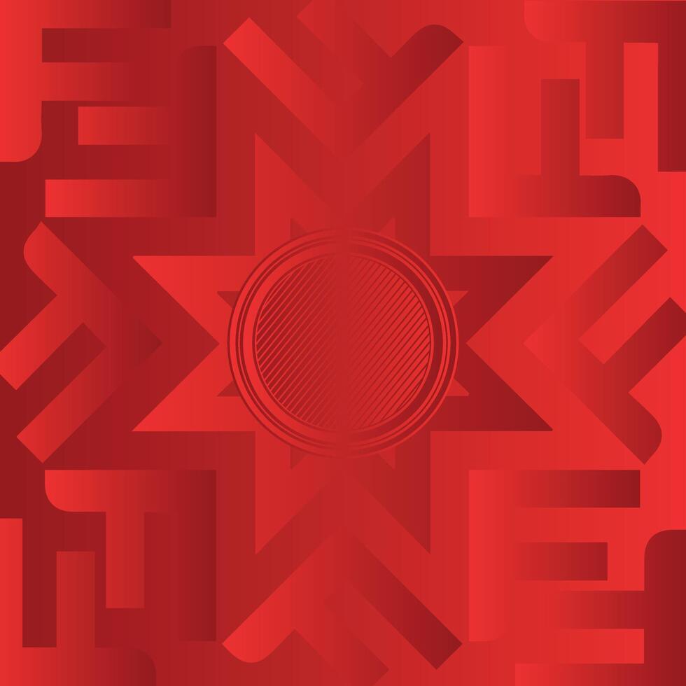 Red abstract background with geometric shape. Modern red gradient rounded square lines pattern. Futuristic technology concept vector
