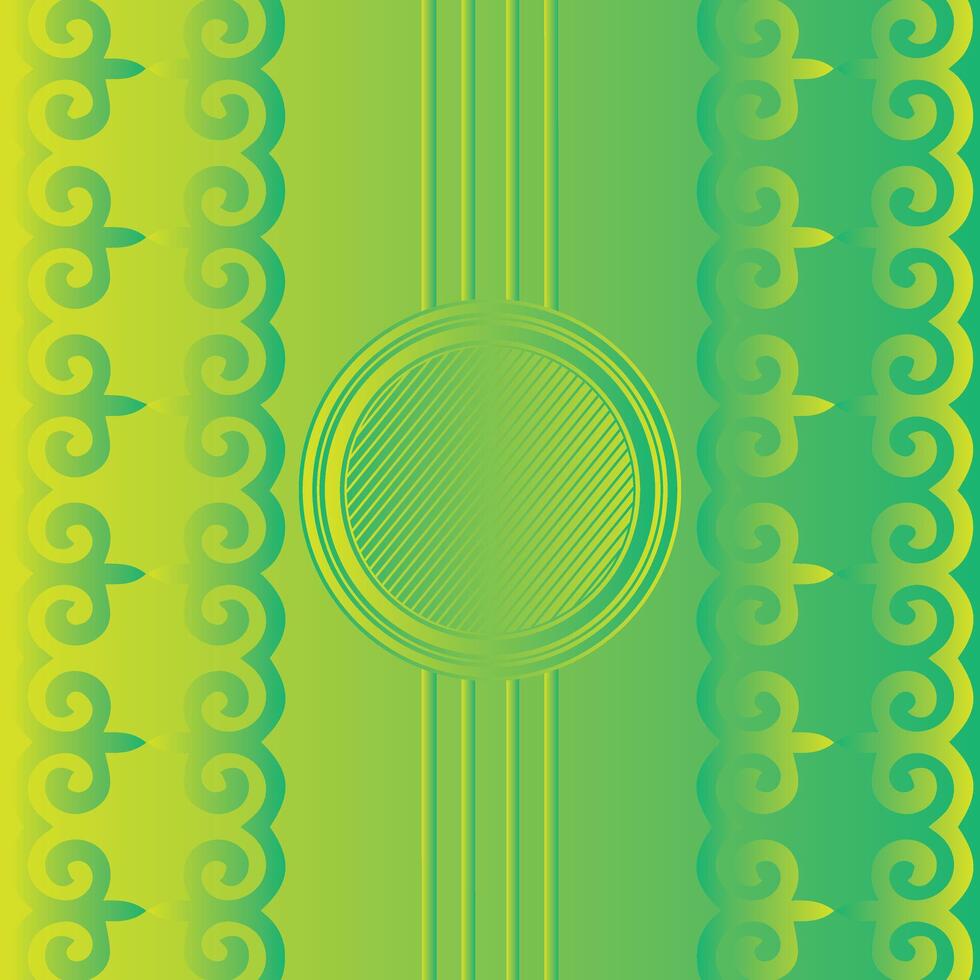 Green gradient flower pattern with circle line gradient background vector