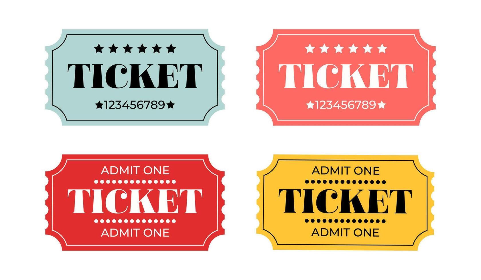Set of tickets. Retro ticket design template. vector