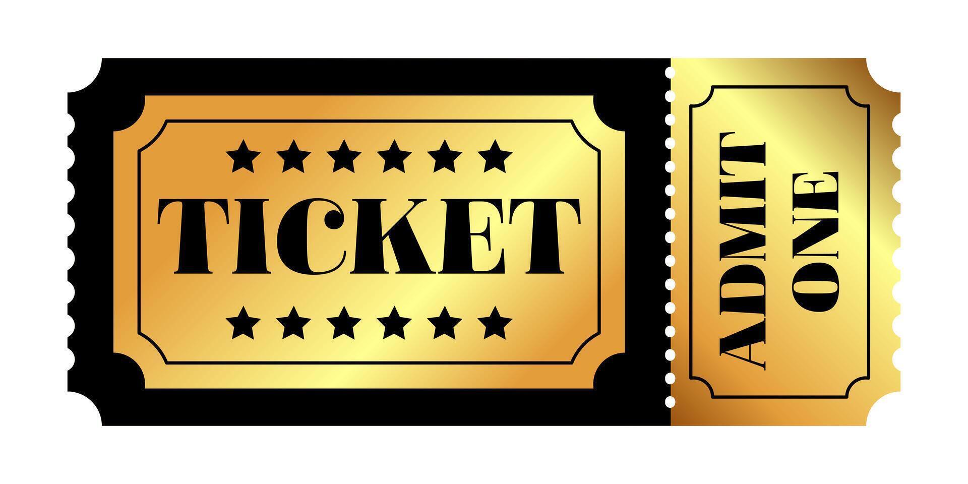 Golden Ticket providing Exclusive Access for Admission to Various Events and Celebrations vector