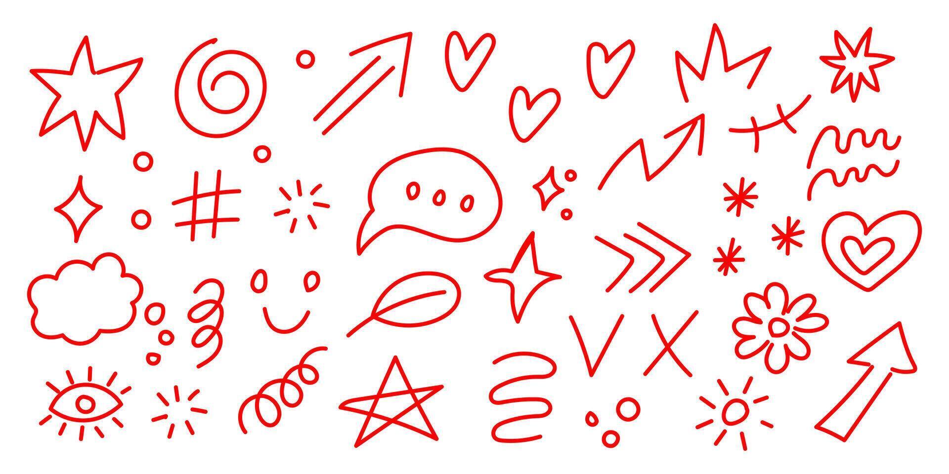 Explore a collection of Red HandDrawn Doodle Elements perfect for various Creative Projects vector