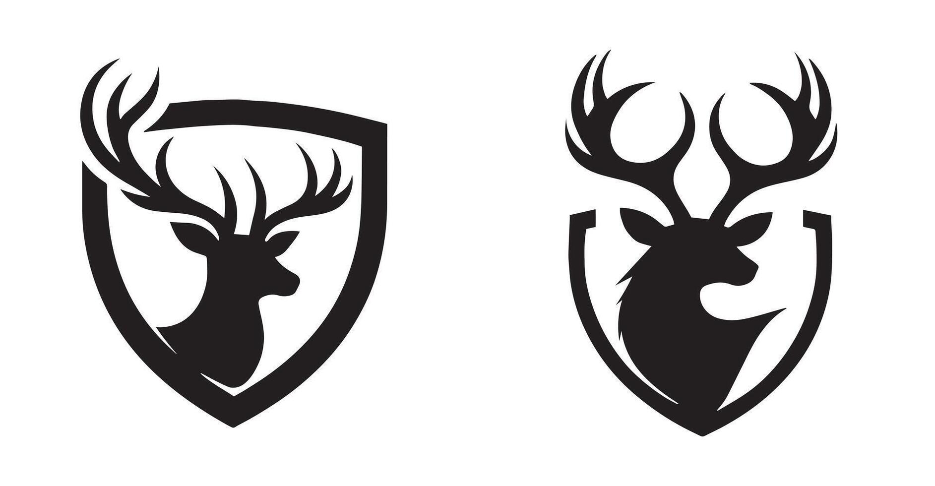 Deer Logo with Antlers and Shield vector