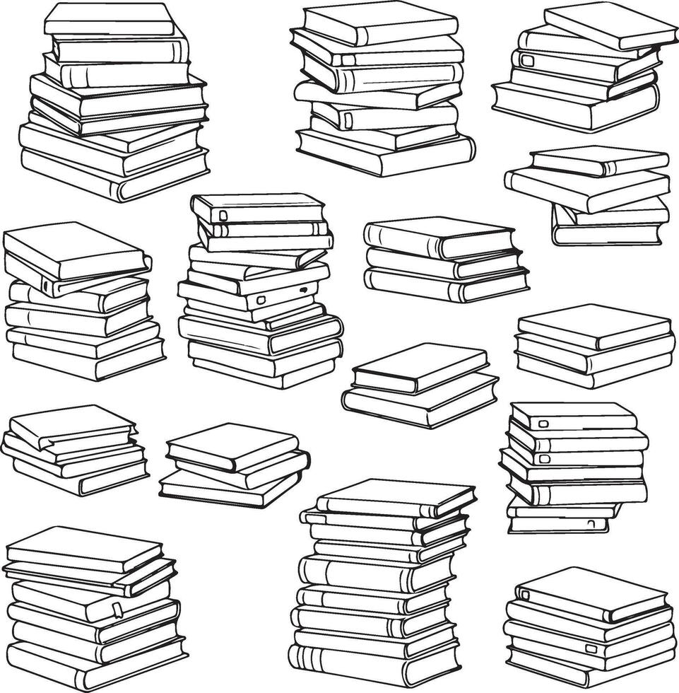 Black and White Book Stack Silhouettes vector