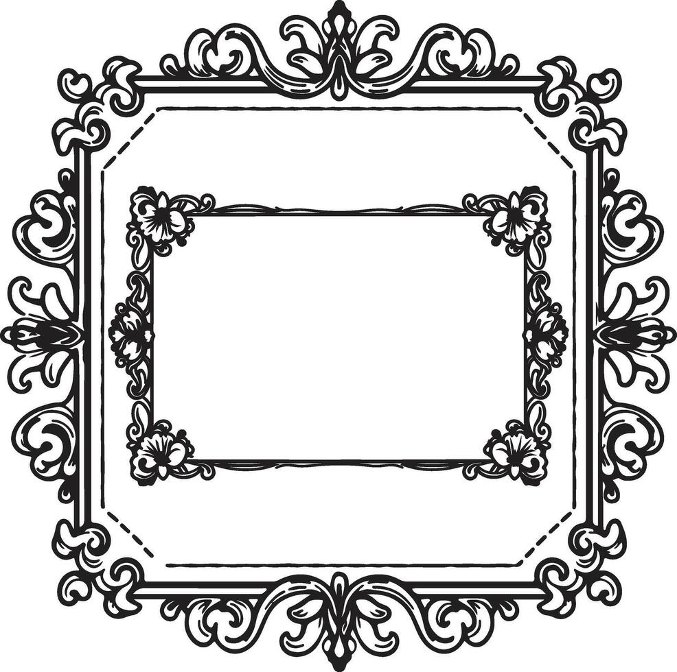 Elegant Black Ornamental Frame with Swirls vector