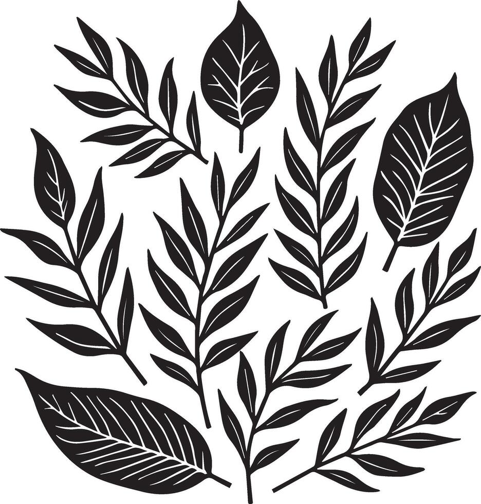 Black Leaf Silhouettes vector