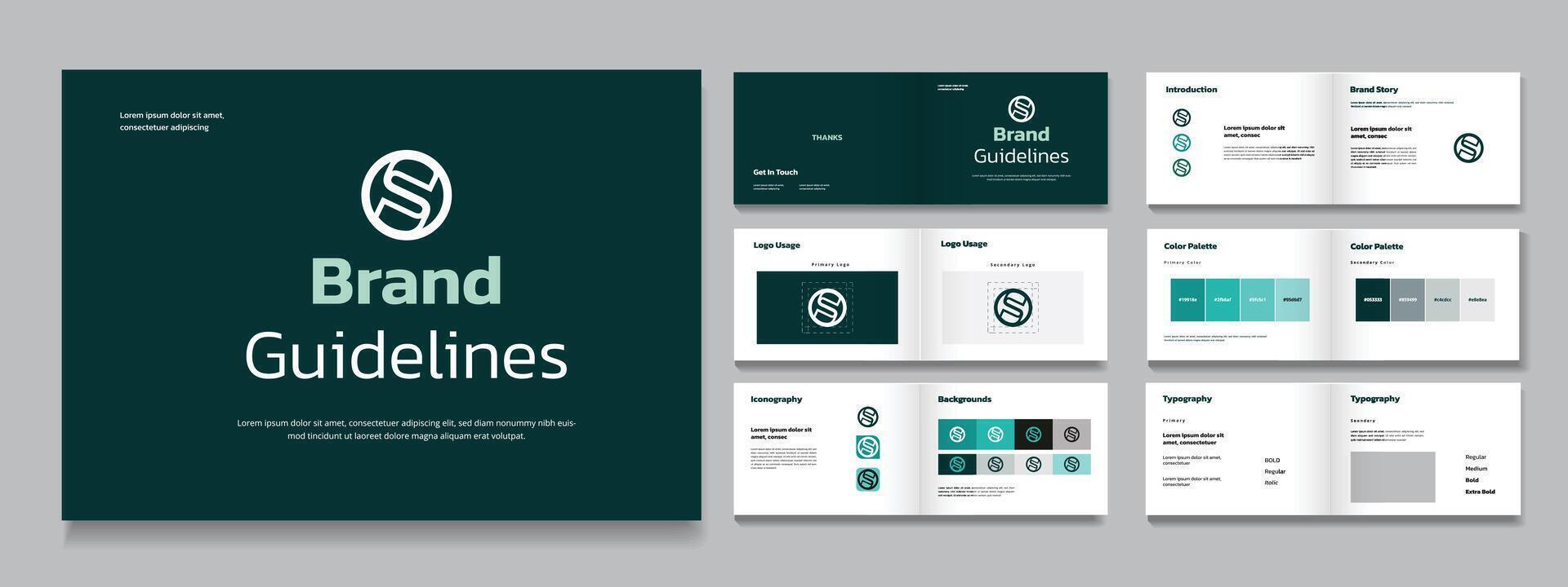 Brand Guidelines Presentation Layout, Corporate Brand Identity template vector