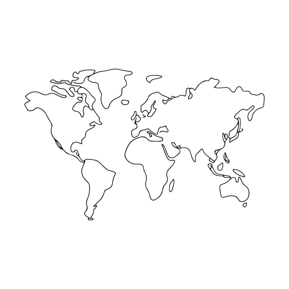 Global Connection Silhouette Map Minimalist World Outline Design vector