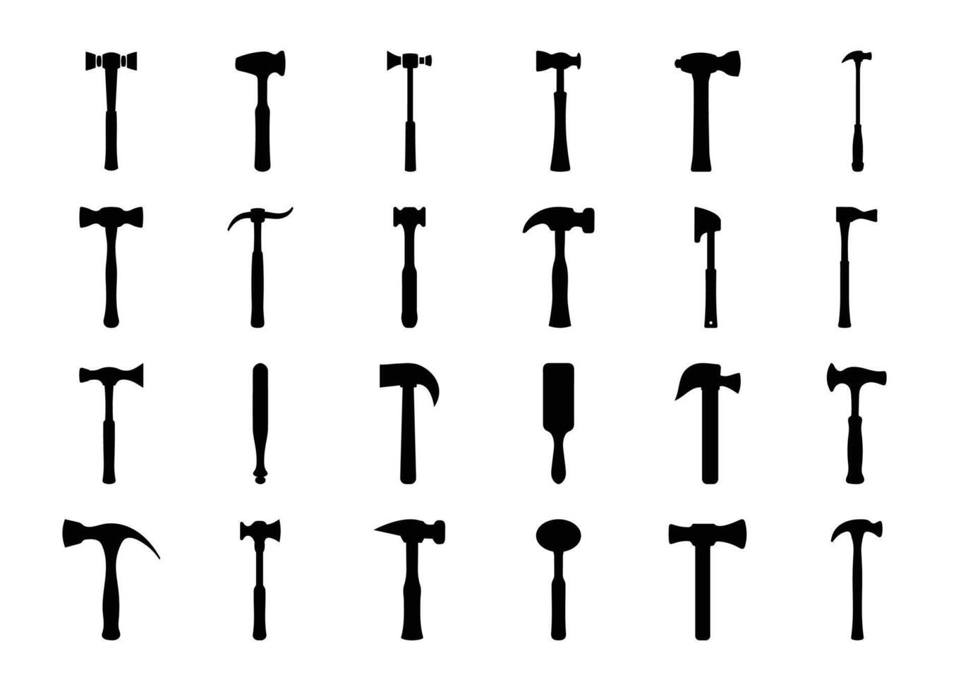 construction hammer set silhouette icon vector