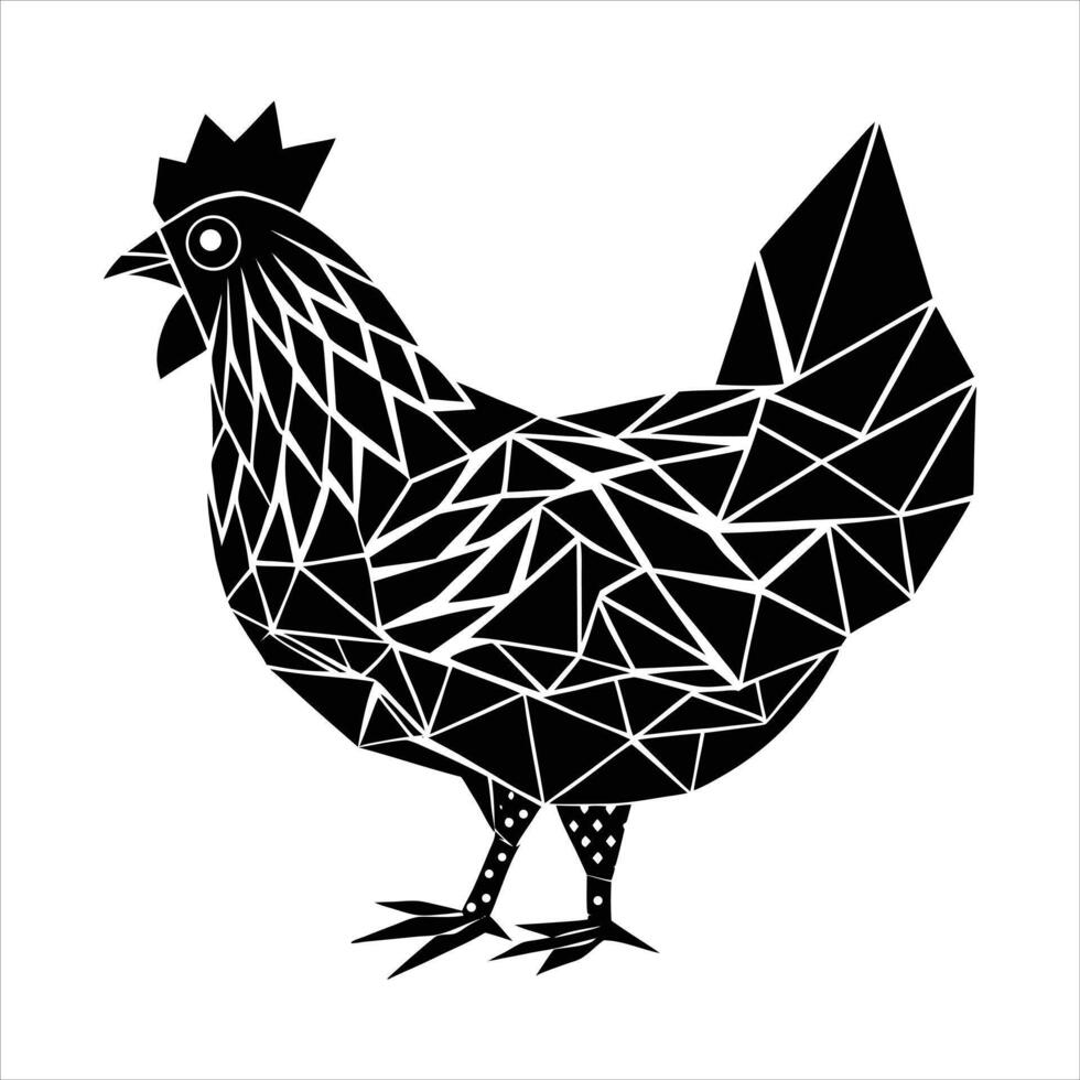 geometric chicken silhouette vector