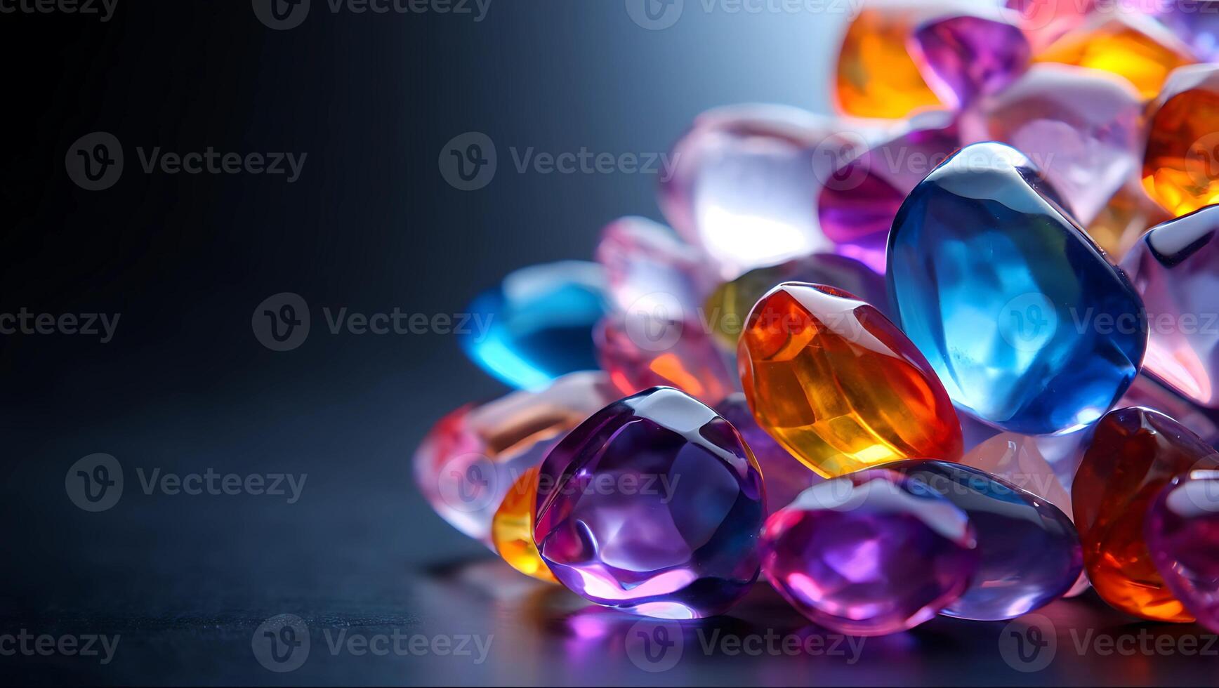 A Colorful Pile on a Dark Reflective Surface photo