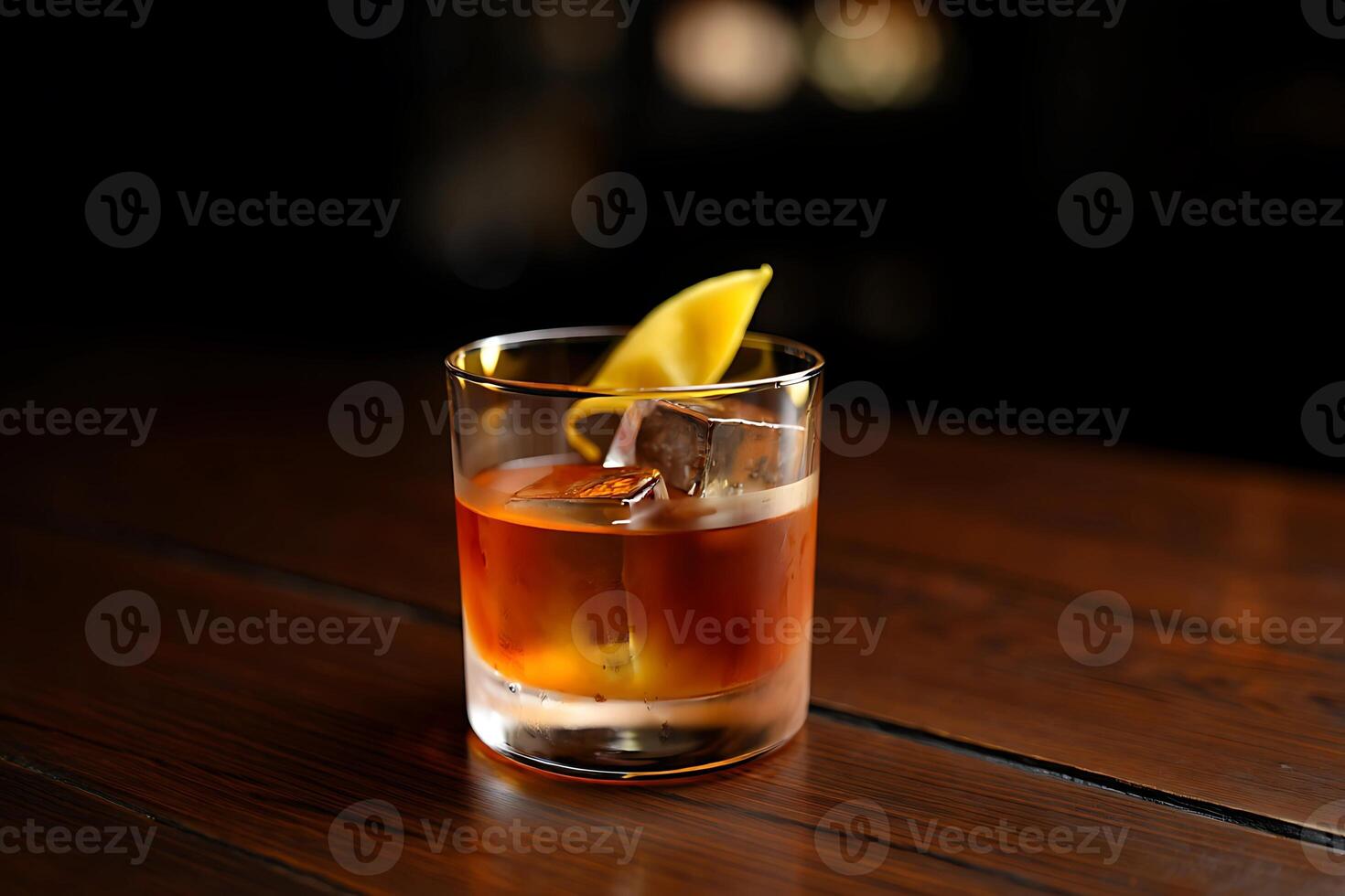 Classic Old Fashioned on a Rustic Wooden Table photo