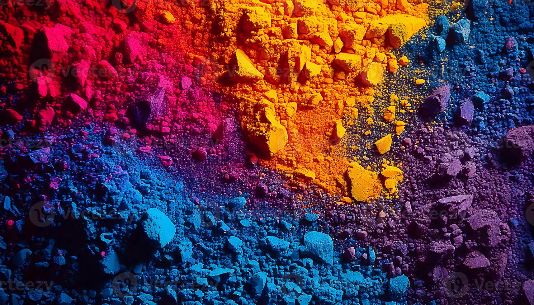 Bright and colorful powder in a stunning rainbow gradient showcasing diverse textures photo