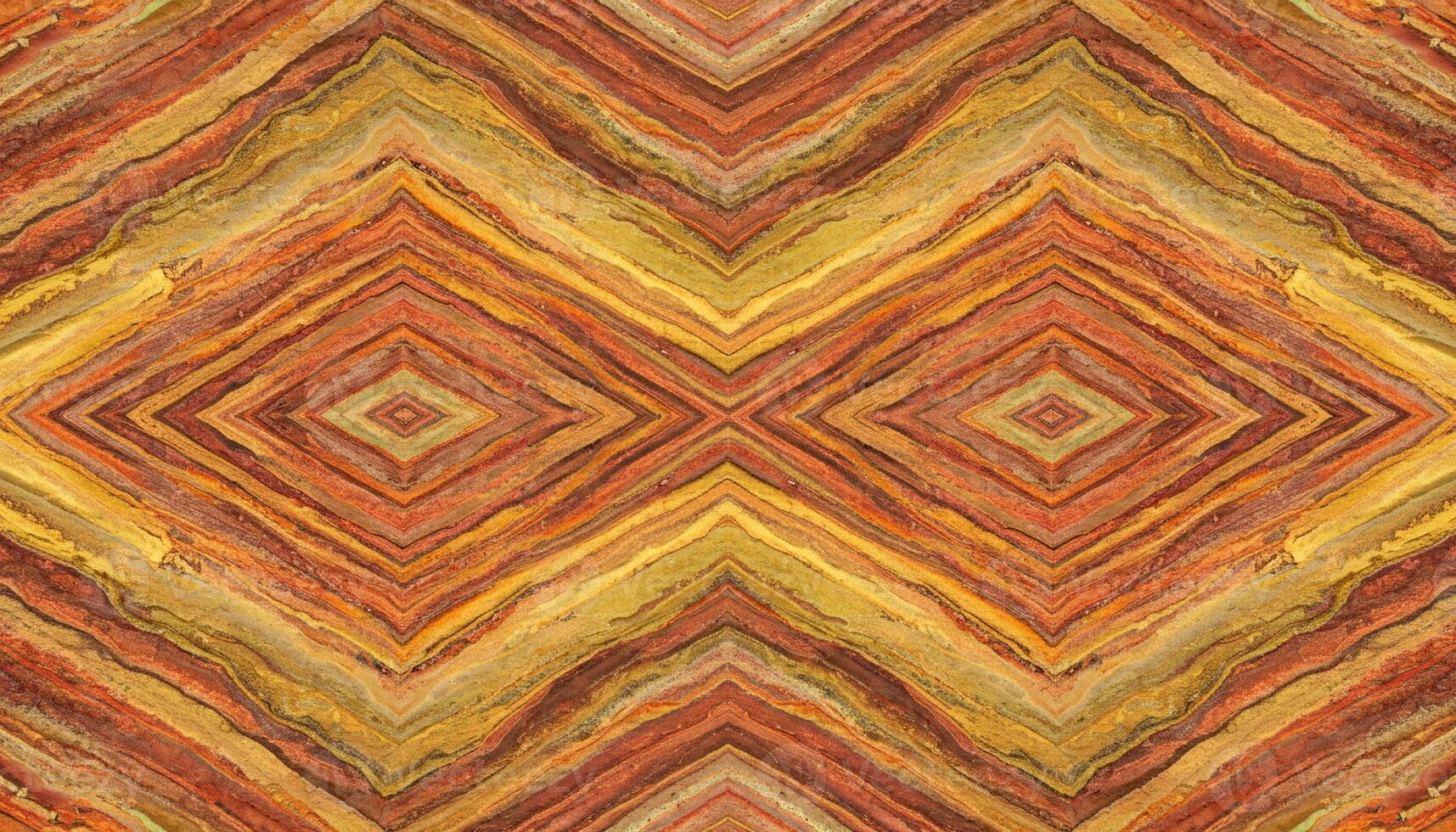 Kaleidoscope pattern of colorful rock formations with diamond shapes and layered geological textures photo