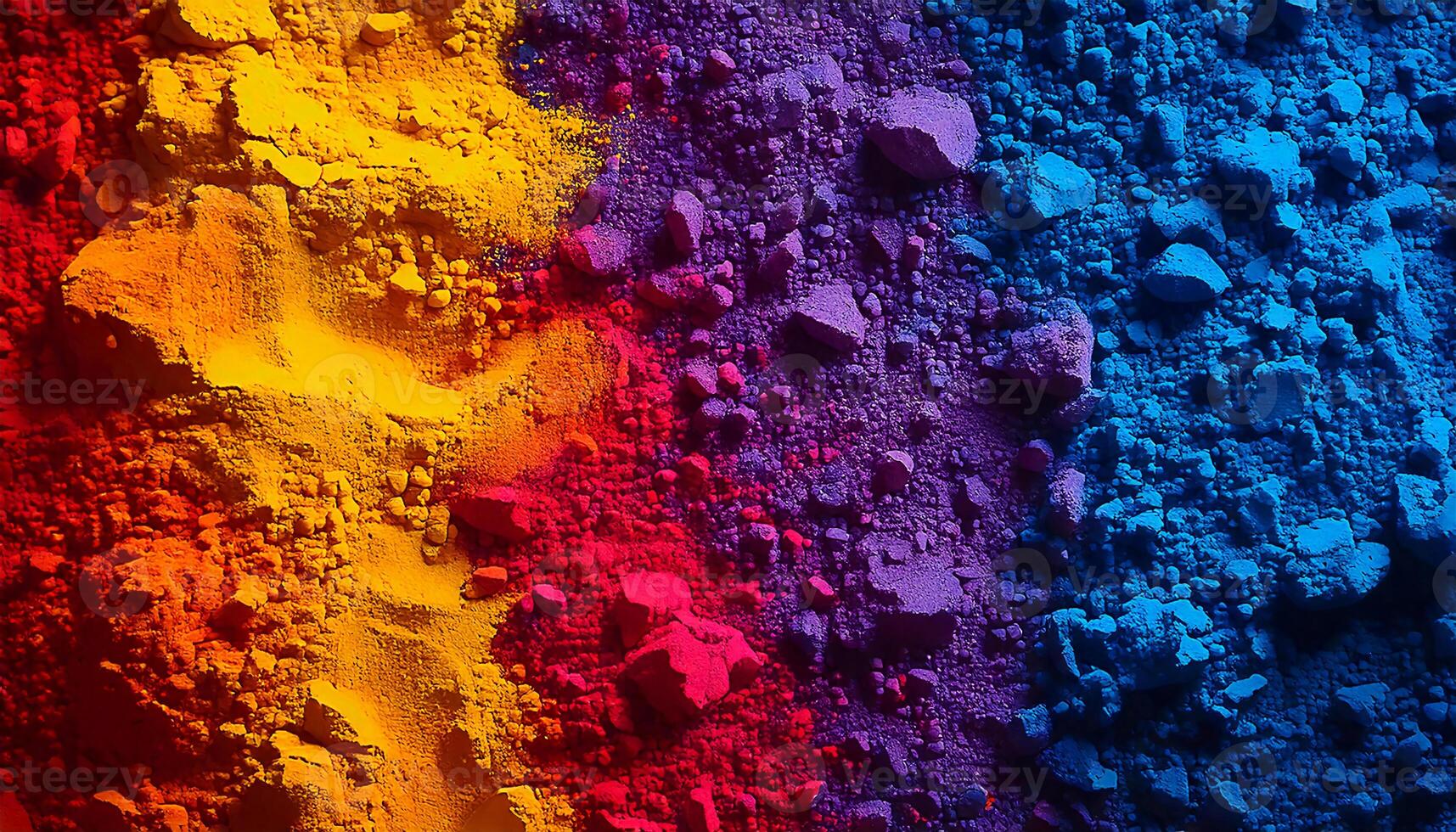 A mesmerizing display of colorful powder with vibrant textures forming a rainbow gradient photo
