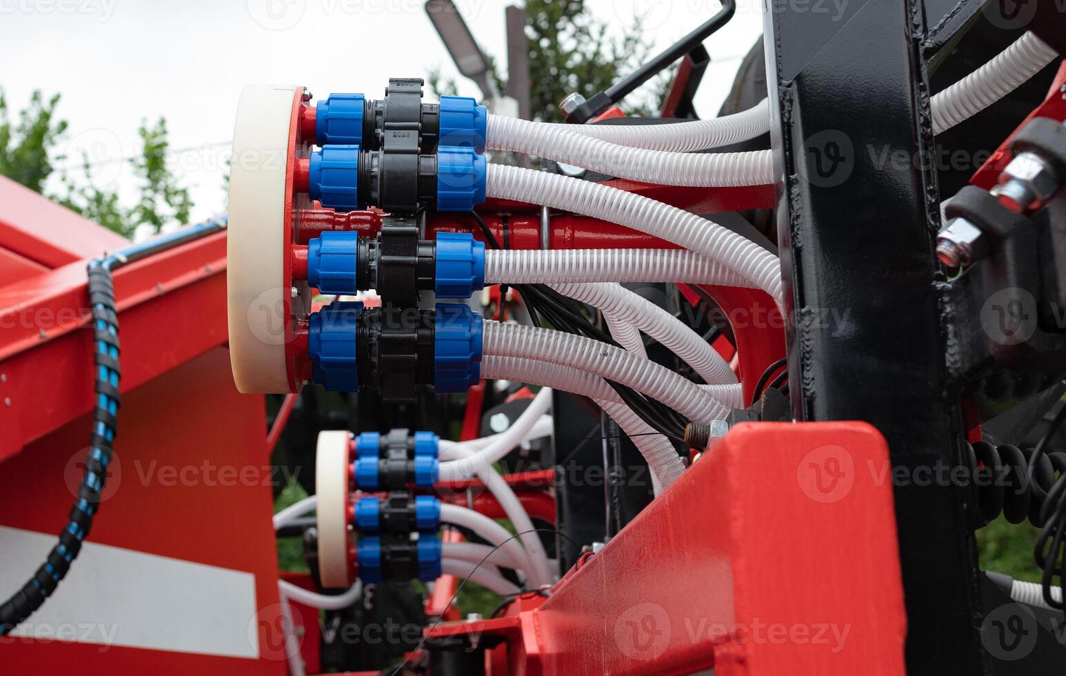 yellow industrial diesel engine for electrical generator in power station photo