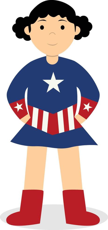 Kid Superhero Character in Cartoon Shape. vector