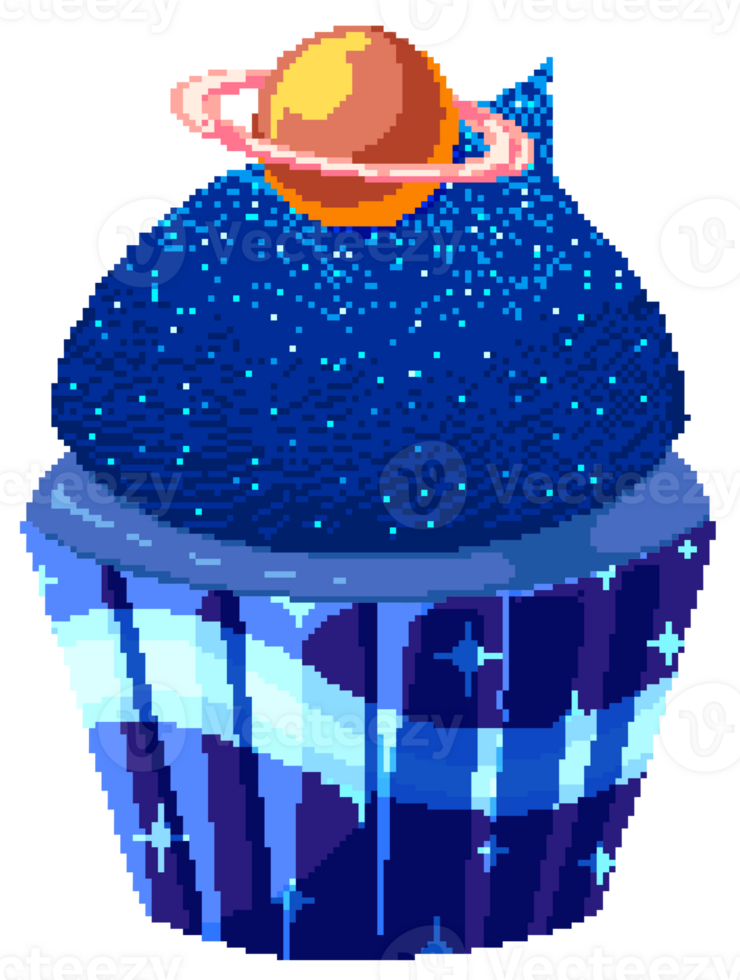 Galaxy cupcake in pixel art style png
