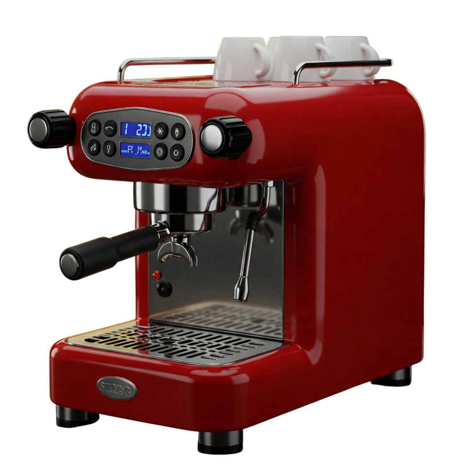 Red Espresso Machine with Digital Display png